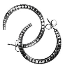 AJD John Hardy Sterling Silver Dot Large Hoop Earrings