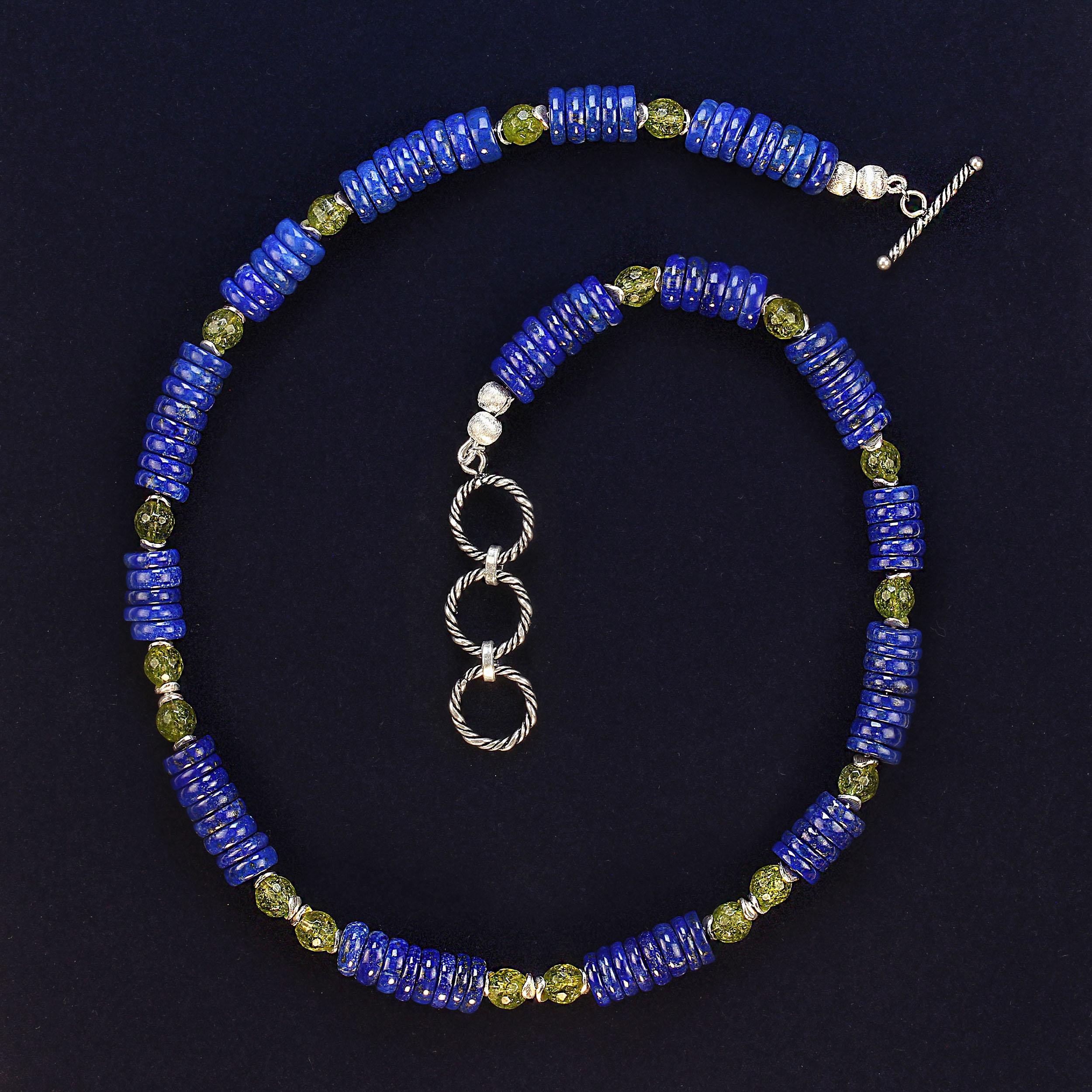 da uomo o donna AJD Collana di Lapislazzuli e Peridoto da 20 pollici in vendita