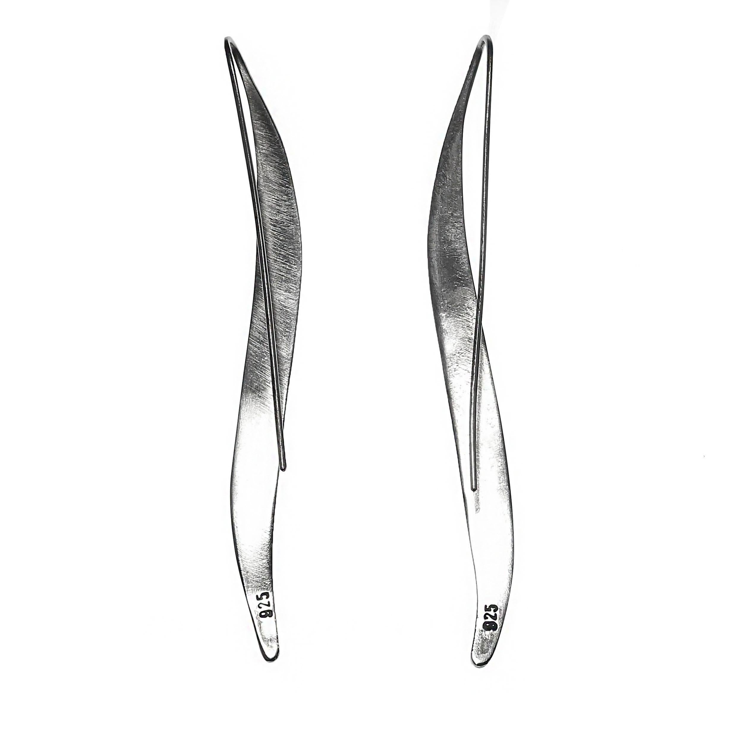 Artisan AJD Long Elegant Handmade Sterling Silver Earrings For Sale