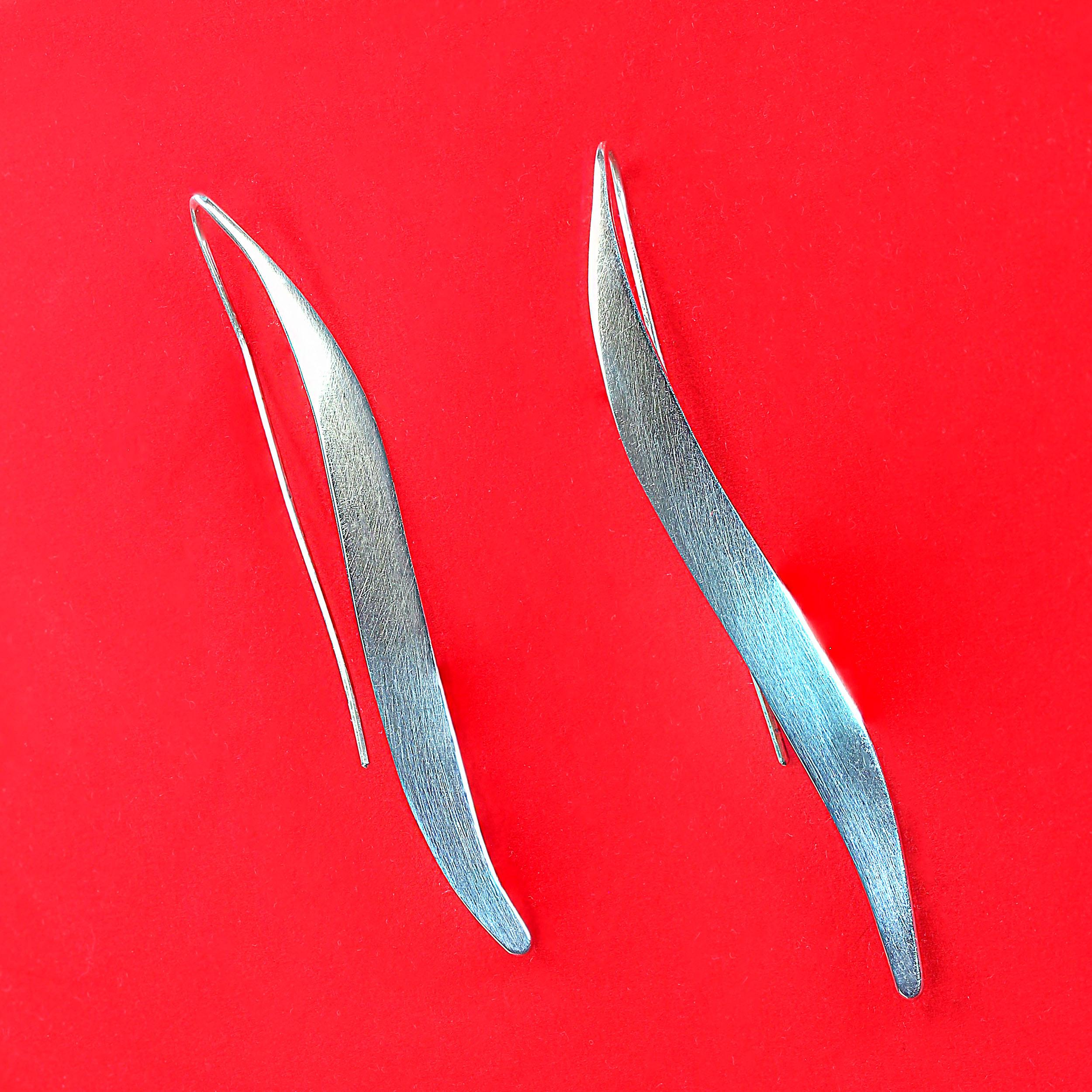 AJD Long Elegant Handmade Sterling Silver Earrings For Sale 2