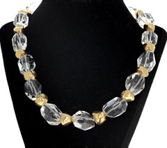 AJD Bellissima collana di quarzo bianco brillante naturale in pezzi altamente lucidati da 19".