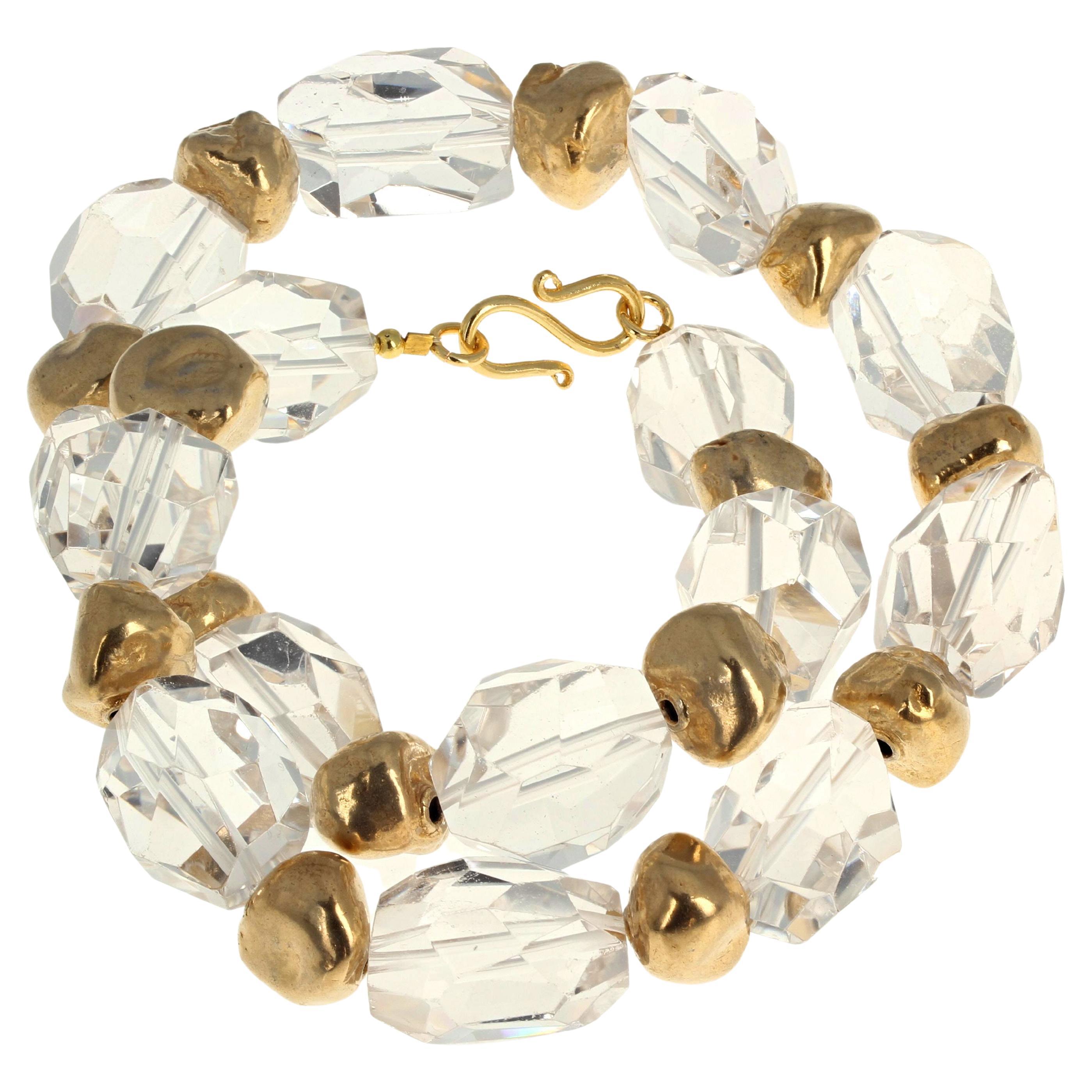 AJD Lovely Highly Polished Chunks of Natural Brilliant White Quartz 19" Necklace For Sale