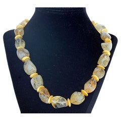 AJD Lovely Huge Natural Goldy Real Citrine Polished Gem Rock 19 1/2" Necklace  