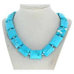 AJD Bella collana di magnesite blu naturale lunga 19,5" con dichiarazione drammatica