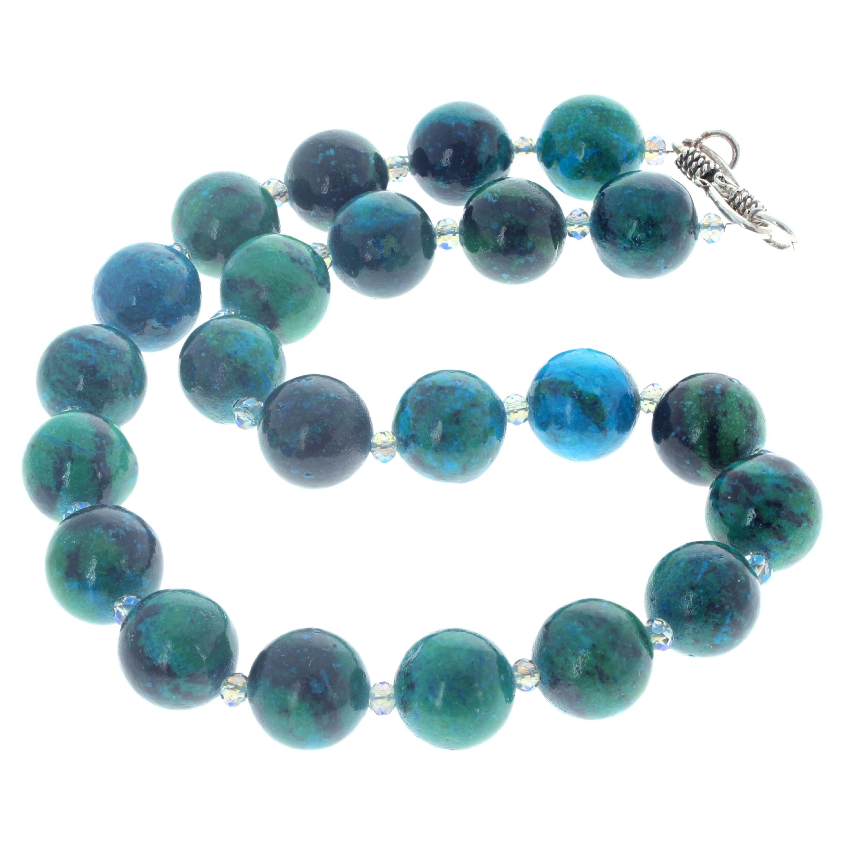 AJD Beautiful Natural Fascinating Real Chrysocolla 17" Necklace For Sale