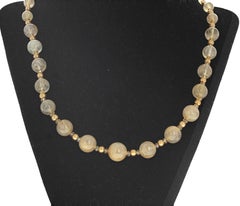 AJD Lovely Glowing Natural Highly Polished Goldy Rutilated Quartz 20.5" Necklace