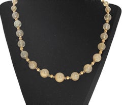goldy hans AJD Lovely Glowing Natural Highly Polished Goldy Rutilated Quartz 20.5" Necklace