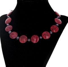 AJD Lovely Natural Rare Brazilian Rhodoniten & Real Amethyst 16 1/2" Necklace