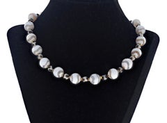 AJD Fascinating Lovely Natural White Wavy Stripe Tibetan Agate 16 1/2" Necklace