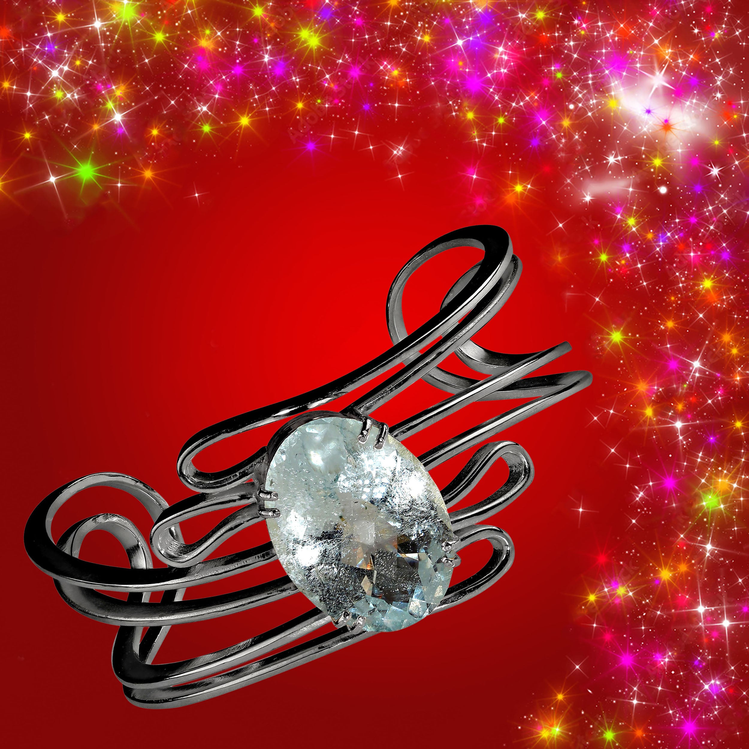 AJD magnifique aigue-marine ovale de 25 carats en argent sterling  Bracelet Pierre de naissance du mois de mars ! en vente