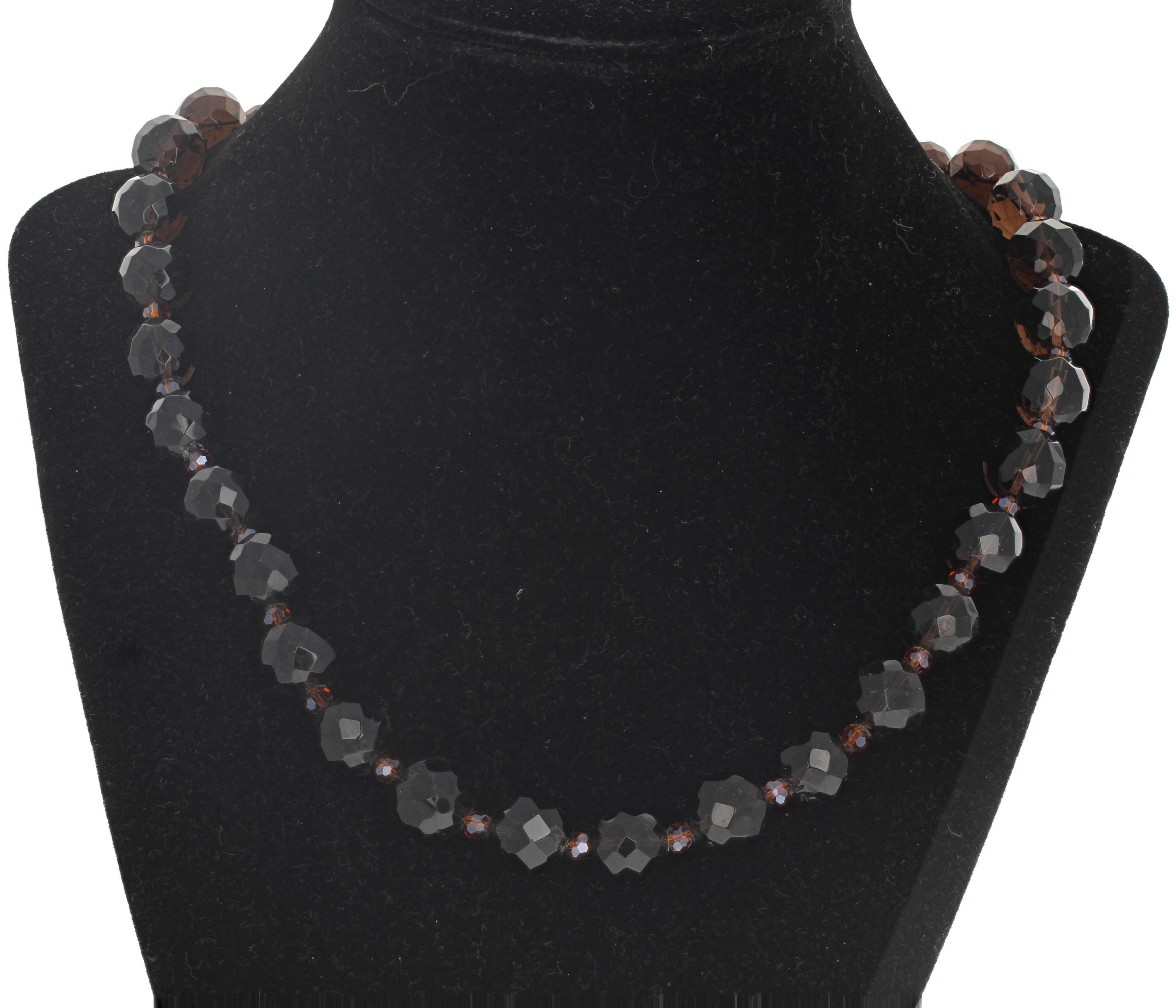 Mixed Cut AJD Magnificent Beautiful Very Dark Gemcut Smoky Quartz Necklace For Sale