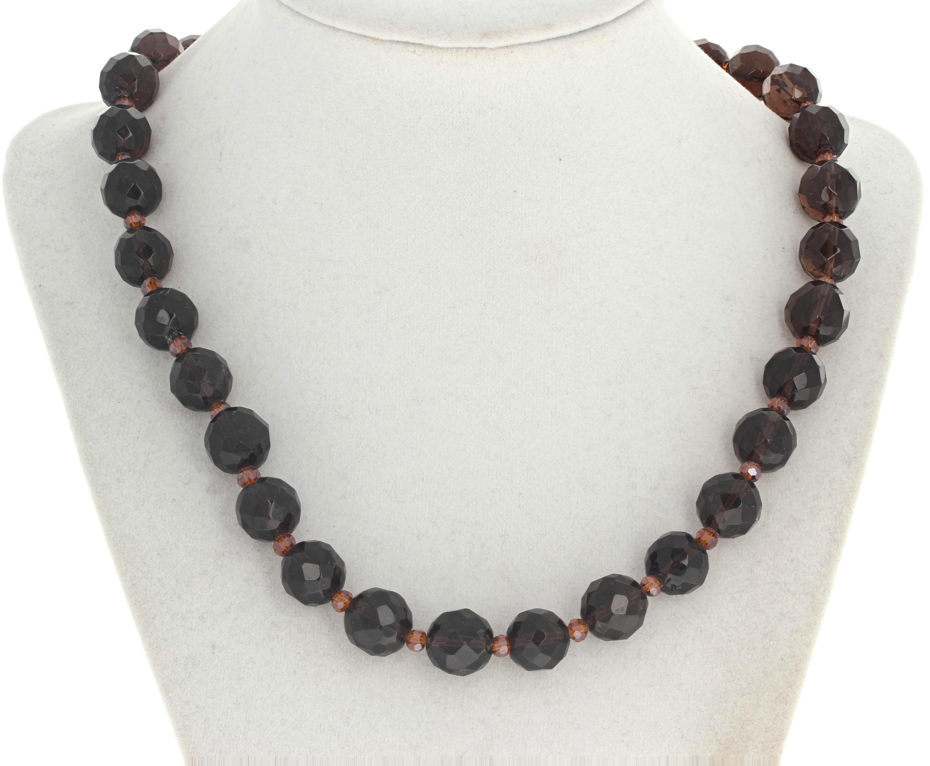AJD Magnificent Beautiful Very Dark Gemcut Smoky Quartz Necklace In New Condition For Sale In Raleigh, NC