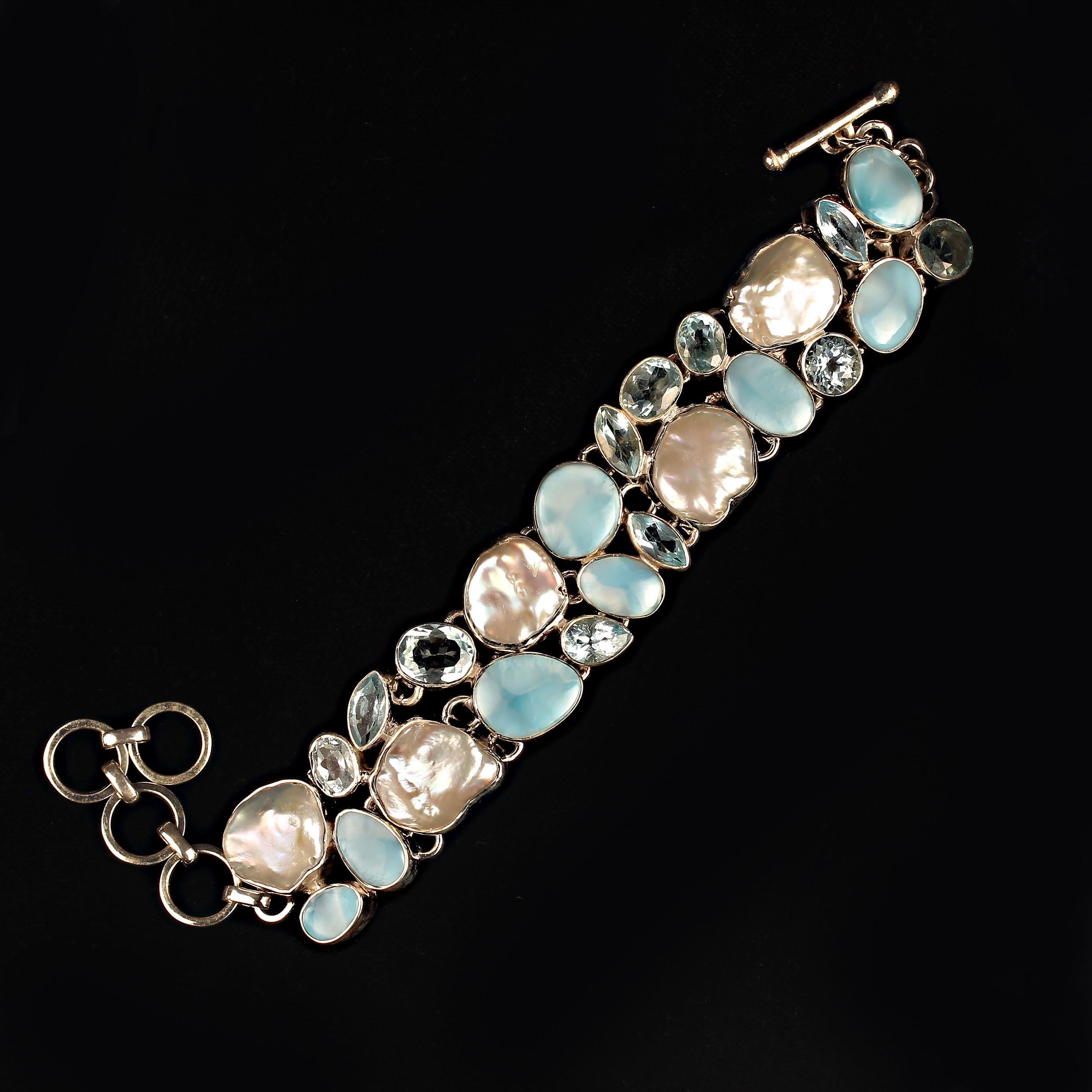 blue topaz and pearl bracelet