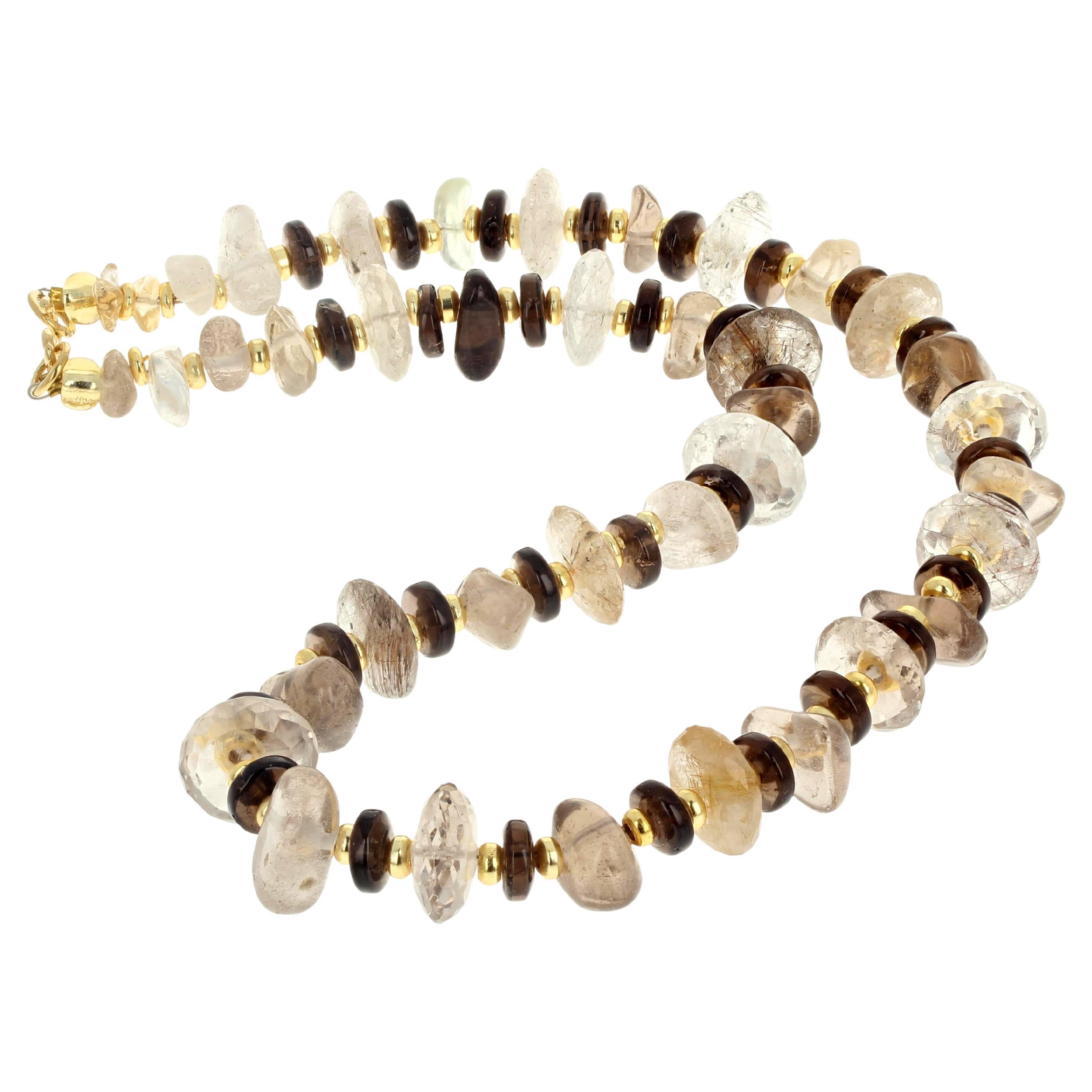 AJD Magnificent Brilliant Natural Real Smoky & Rutilated Quartz Halskette
