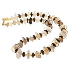 AJD Magnificent Brilliant Natural Real Smoky & Rutilated Quartz Halskette