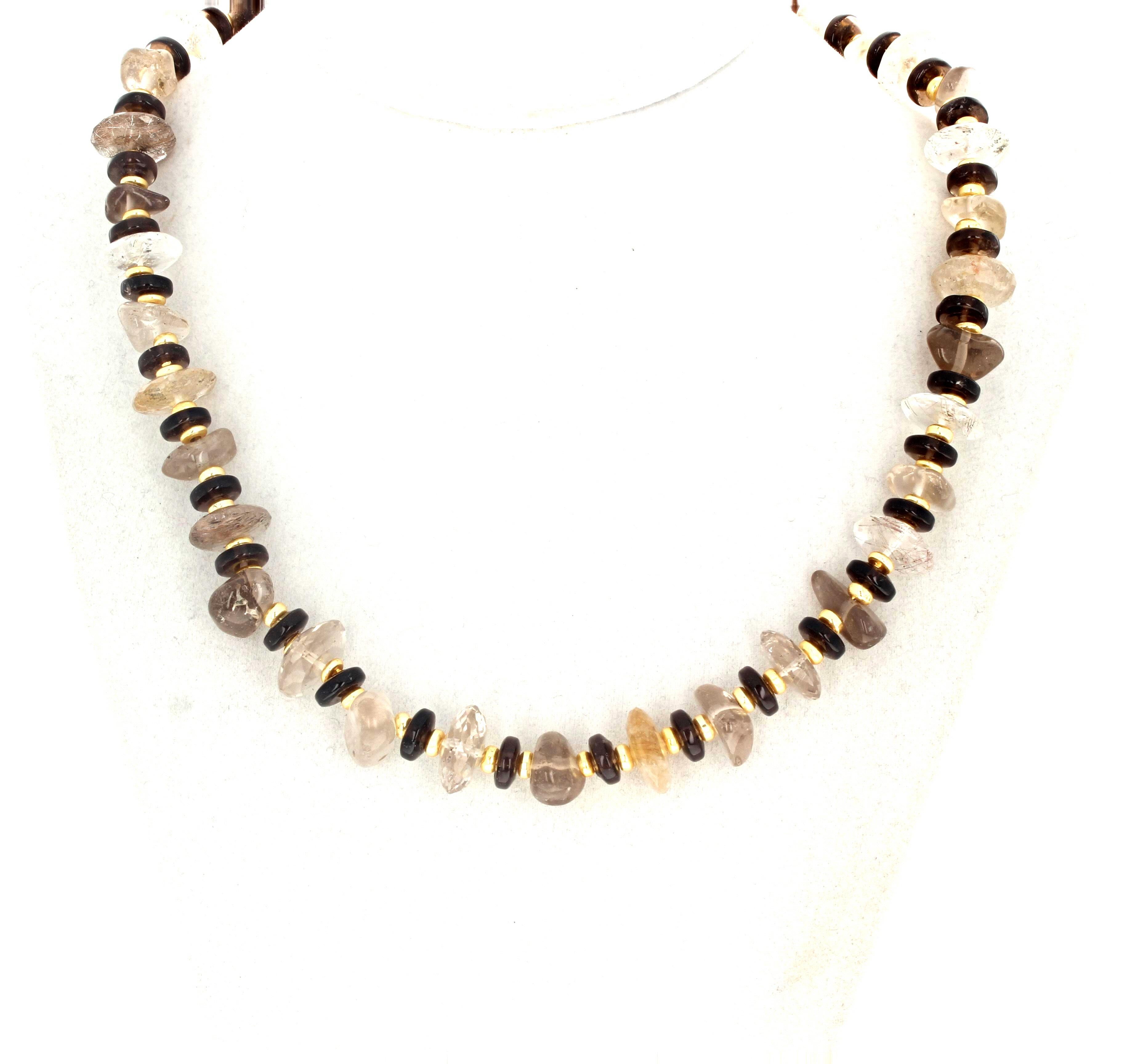 AJD Magnifica collana di quarzo reale affumicato e rutilato Nature Brilliante in vendita 2