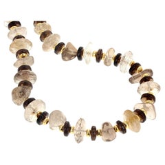 AJD Magnificent Brilliant Natural Real Smoky & Rutilated Quartz Necklace