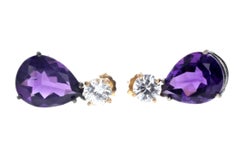 AJD Magnifici orecchini a perno con zircone bianco naturale brillante e ametista intensa