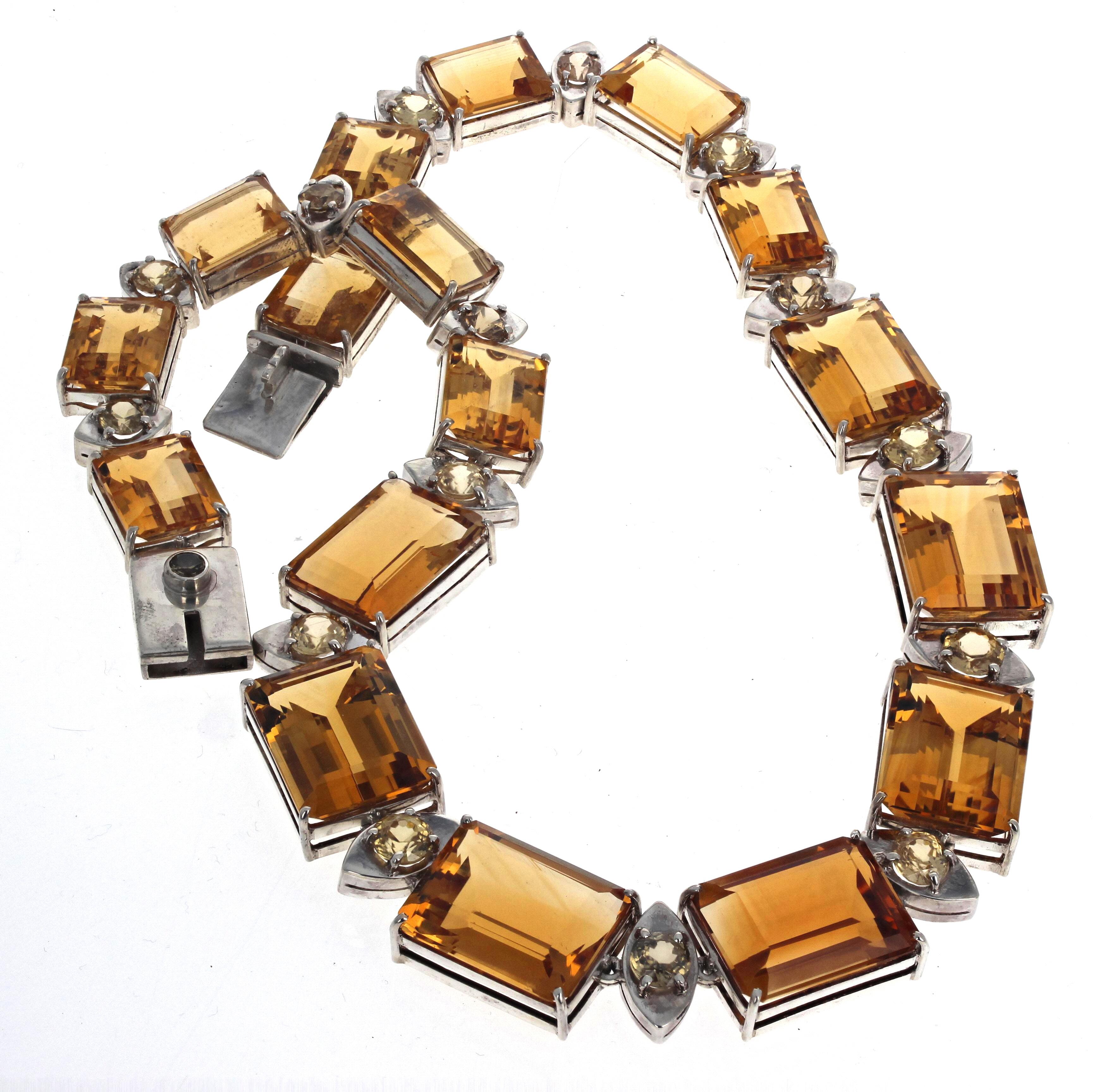AJD, magnifique collier en argent sterling de 18 1/2 pouces avec citrine brillante et paillettes en vente 1