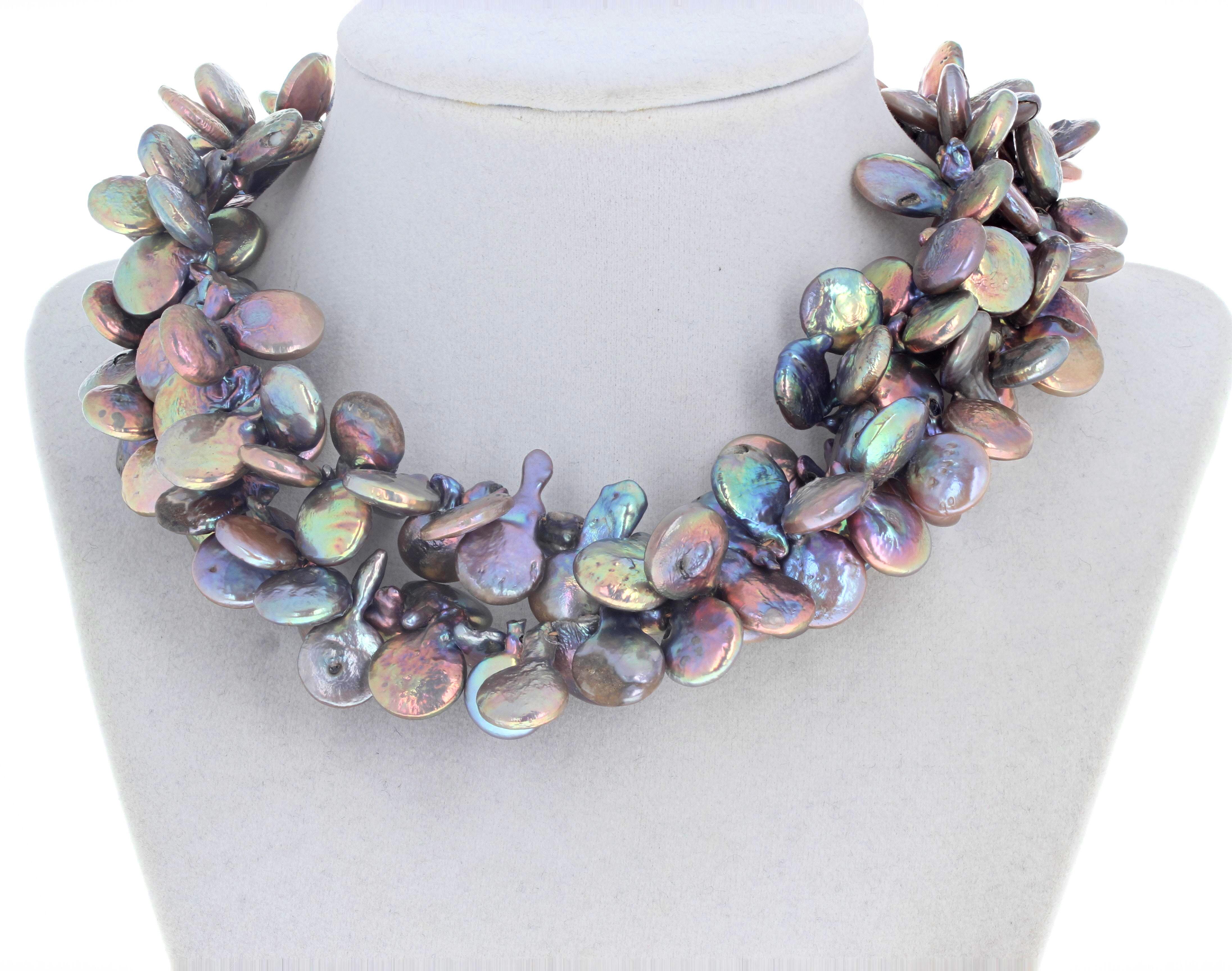 AJD Magnificent Gorgeous Double Strand of Multicolor Cultured Pearls Necklace For Sale