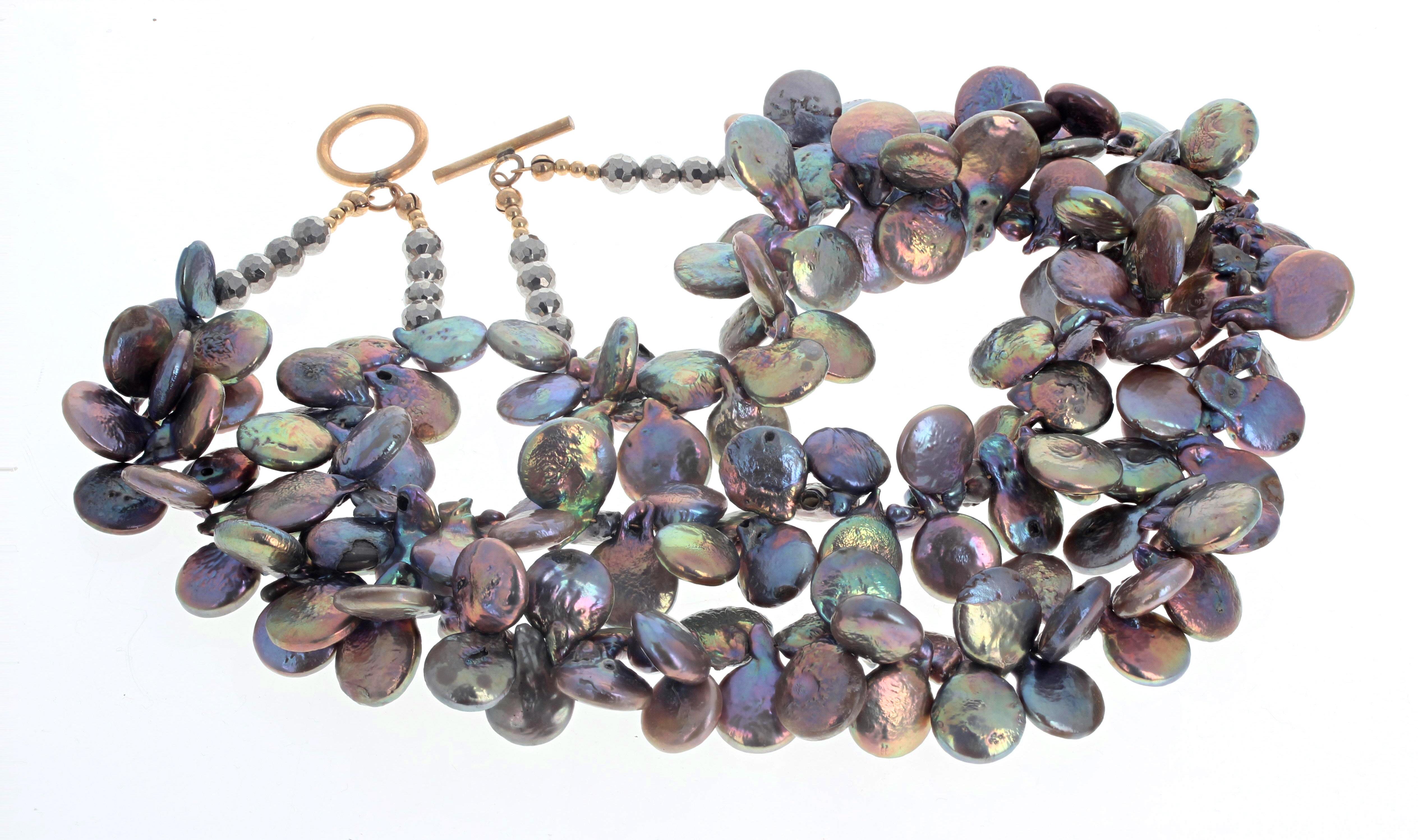 AJD Magnificent Gorgeous Double Strand of Multicolor Cultured Pearls Necklace In New Condition For Sale In Raleigh, NC