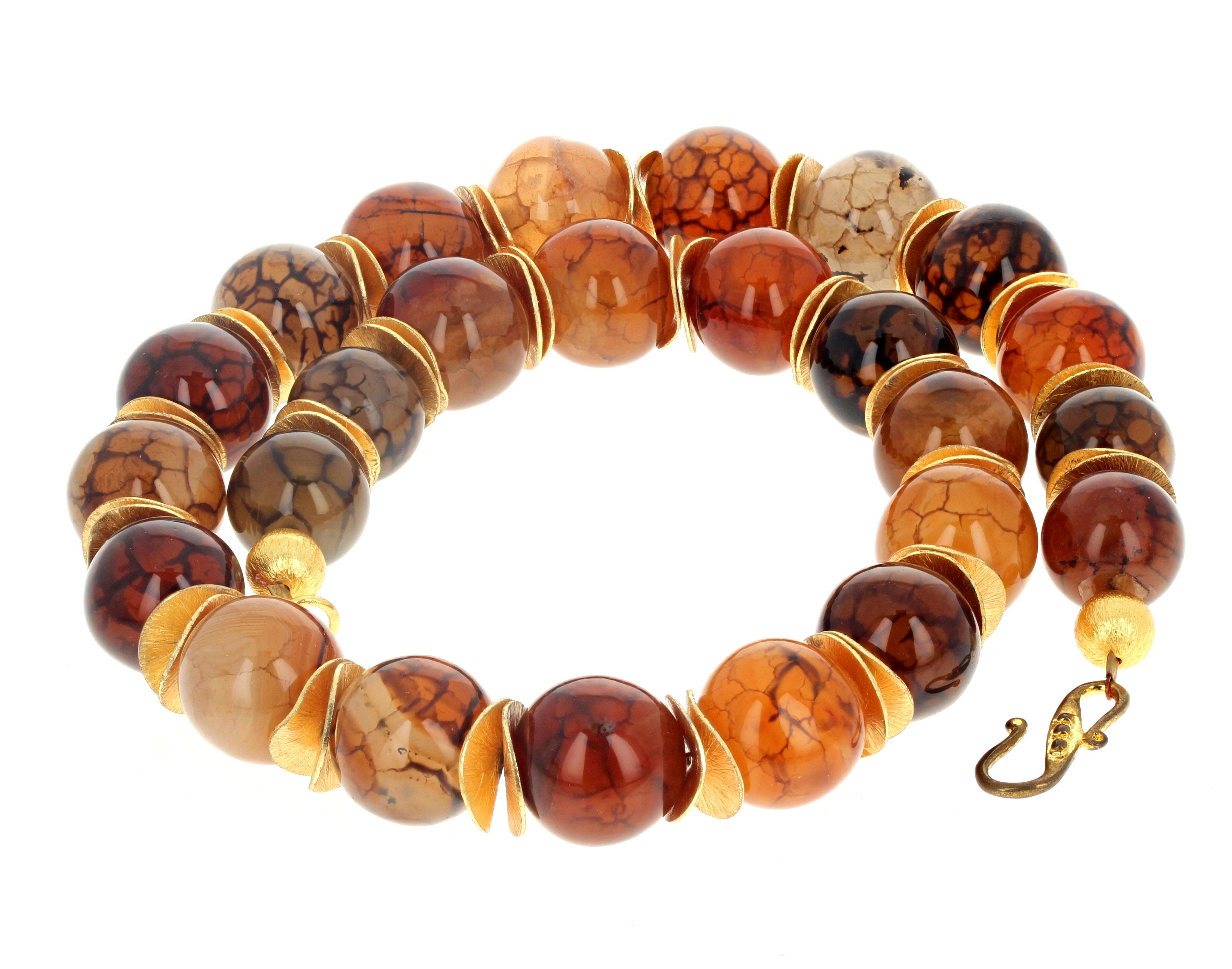 AJD Magnificent Glowing Natural Spiderweb Agate 21" Necklace For Sale