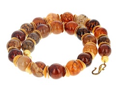 AJD Magnificent Glowing Natural Spiderweb Agate 21" Necklace