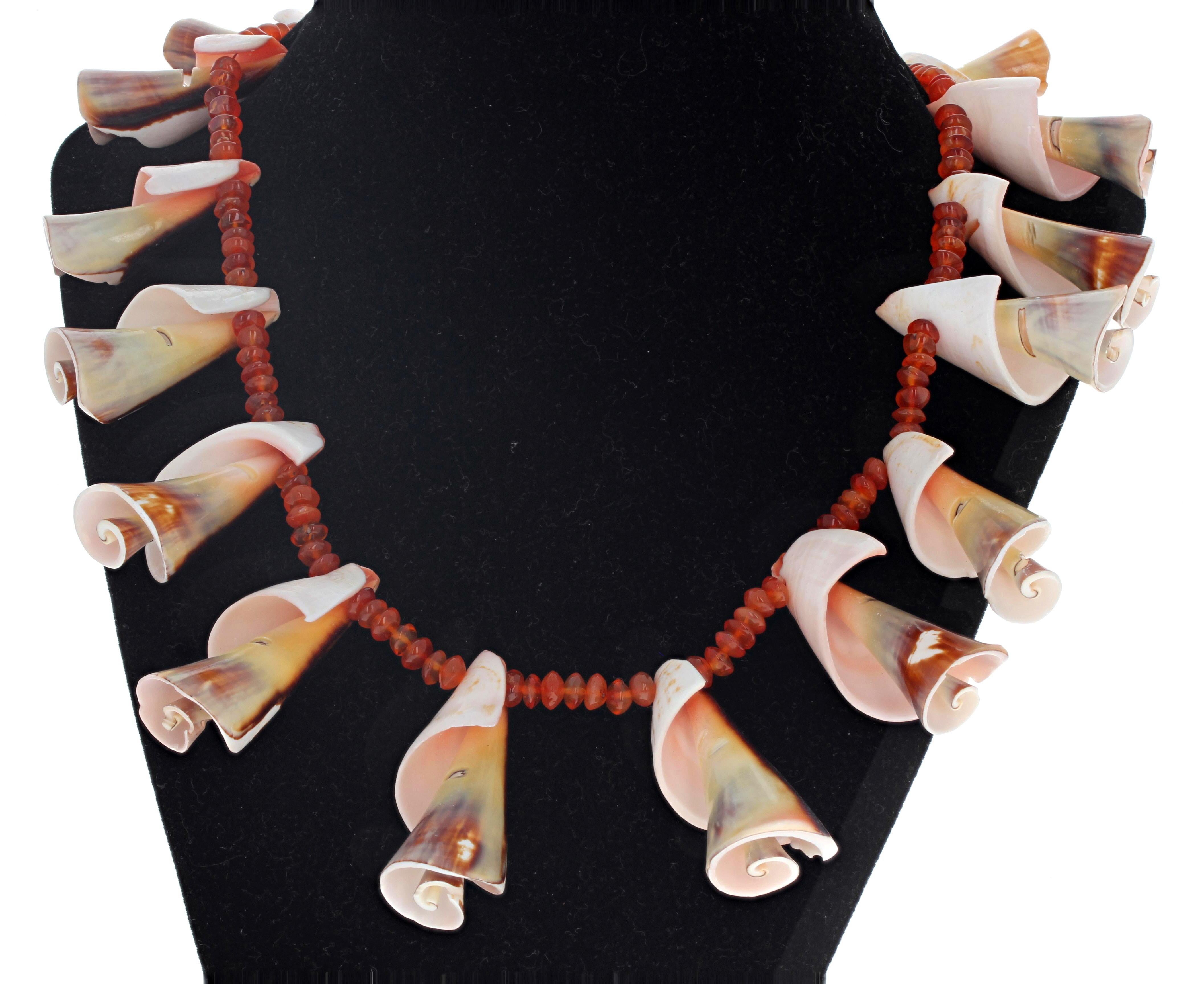 AJD Dramatic Fun Natural Spinelle Shells & Natural Carnelian Gemstones Necklace 2