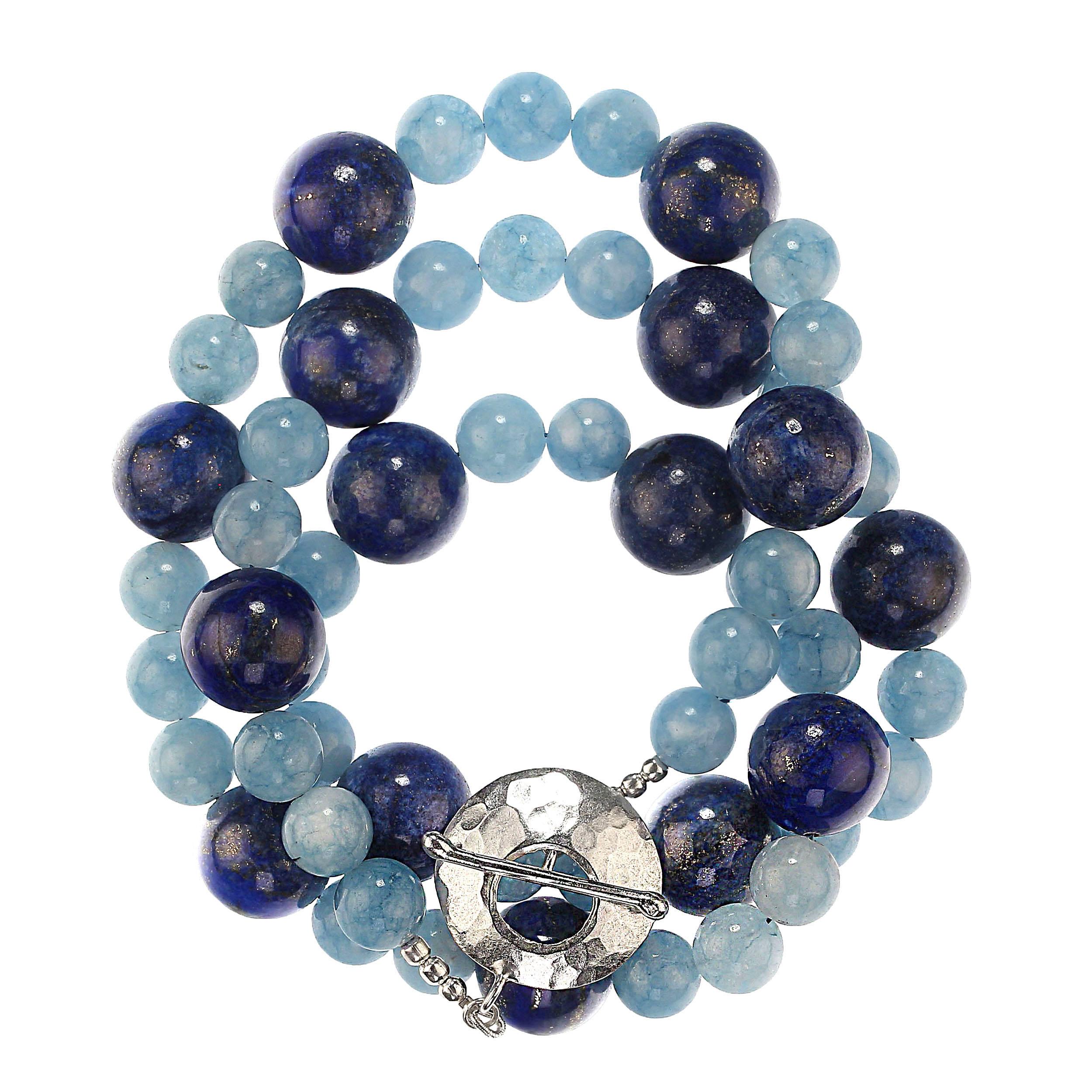 AJD prächtige Statement-Halskette aus Lapislazuli und Aquamarin, 27 Zoll, AJD   Geschenk!! für Damen oder Herren im Angebot