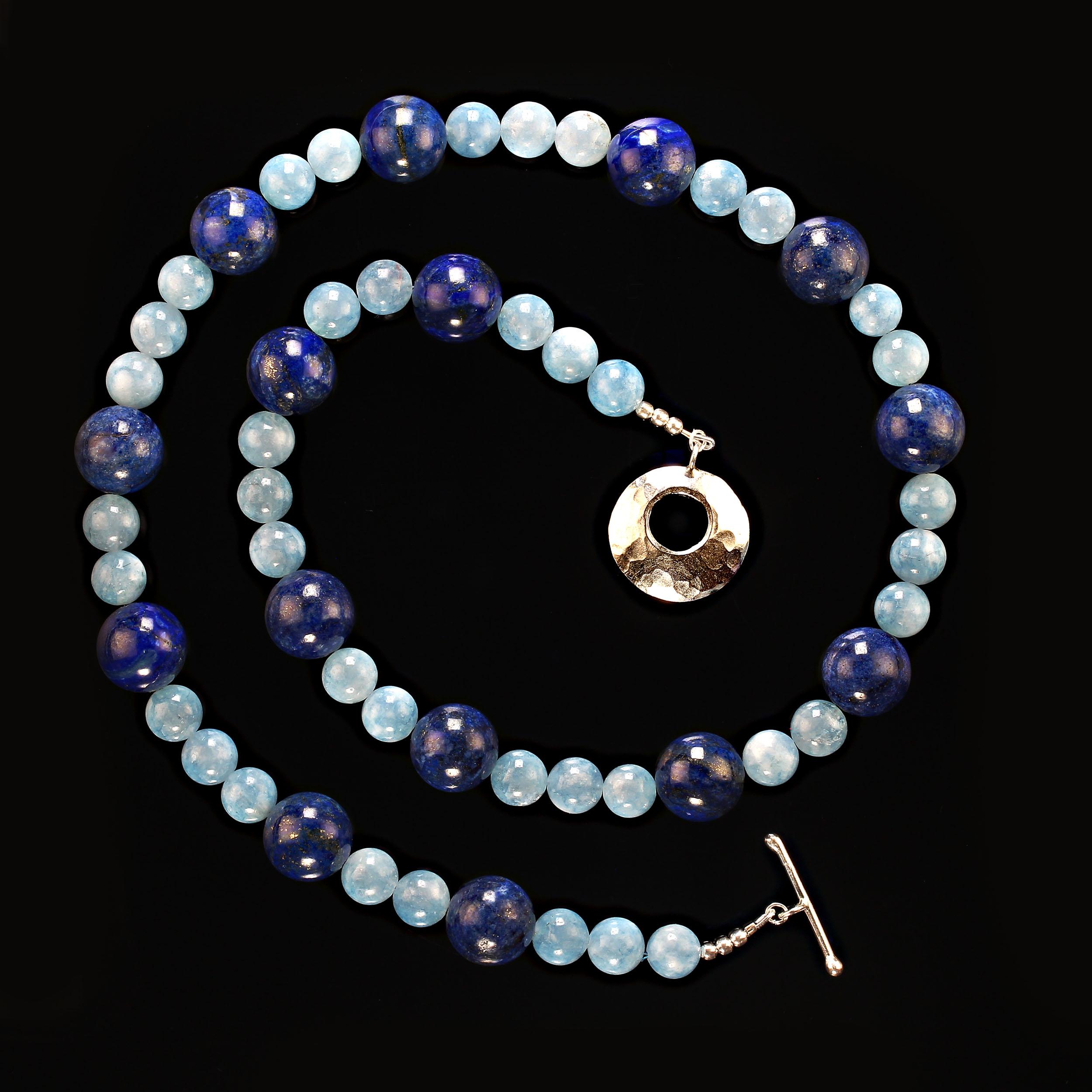 AJD prächtige Statement-Halskette aus Lapislazuli und Aquamarin, 27 Zoll, AJD   Geschenk!! im Angebot 2