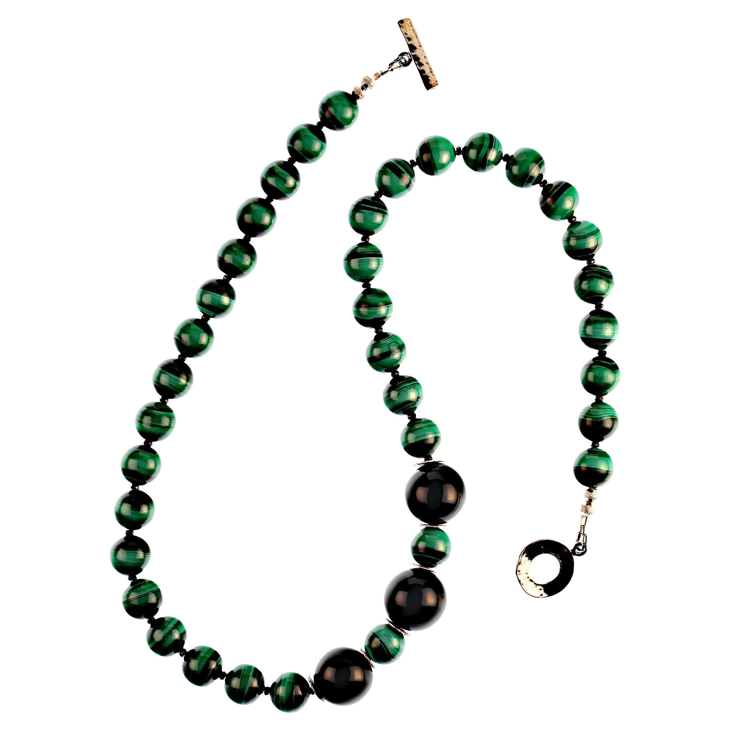 AJD Magnificent Malachite 20 inch necklace with Spinel and Onyx  Great Gift! For Sale 1