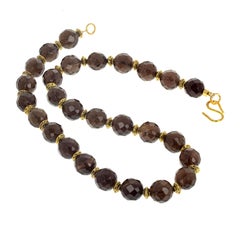 Magnificent Polished Beautiful Intense Real Smoky Quartz 18" Necklace