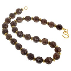 AJD Magnificent Multi-cut Polished Beautiful Intense Smoky Quartz Necklace