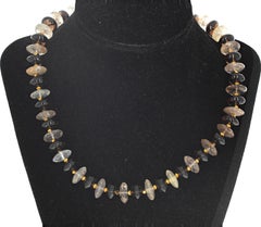 AJD Fascinating Real Rutilated Quartz & Elegant Real Smoky Quartz Necklace