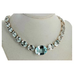 Magnifique collier d'aigue-marine naturelle en argent sterling « Perfectly Clear » de AJD