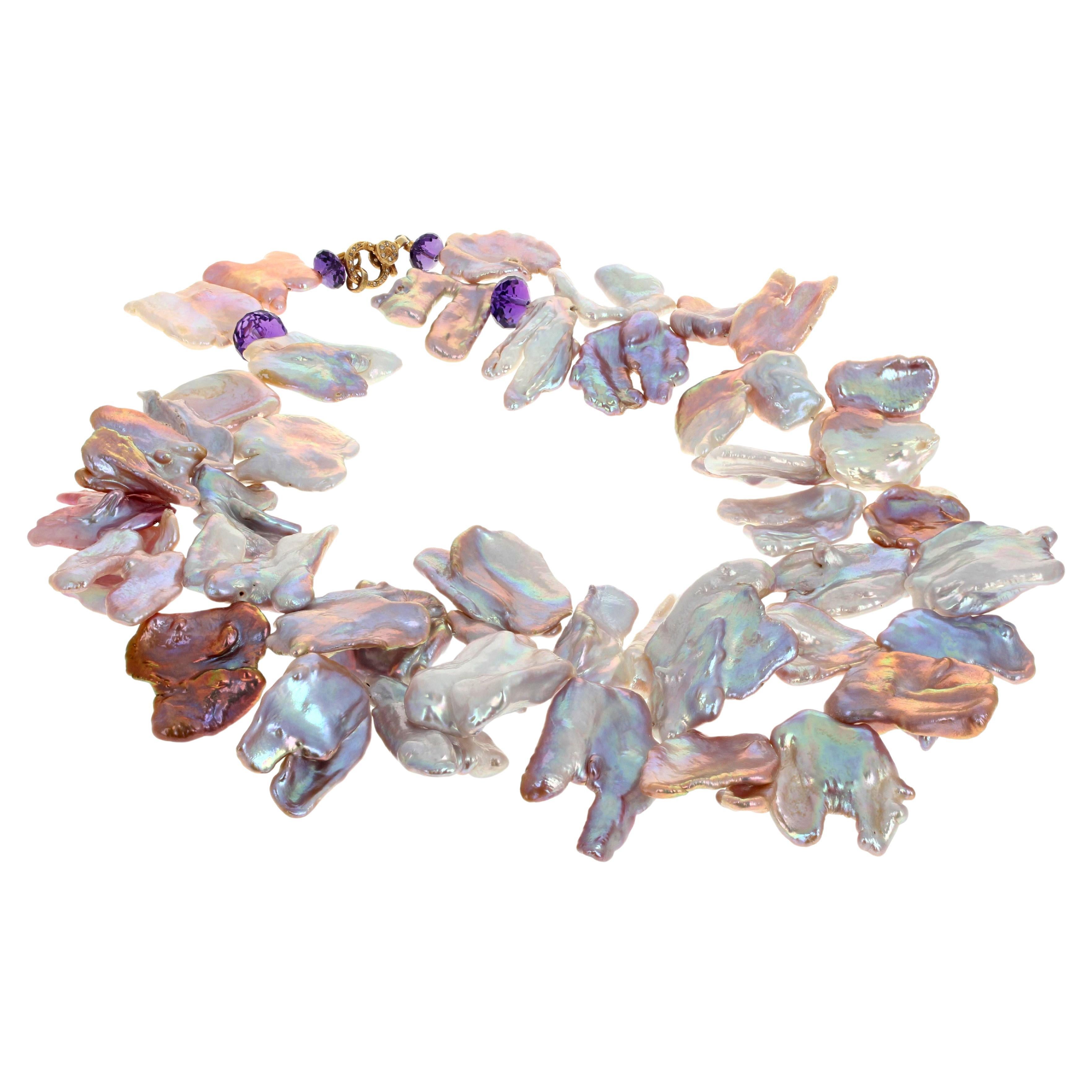 Ajd Magnificent Real Austernschale Flippy Floppy Perlen Halskette (Gemischter Schliff) im Angebot