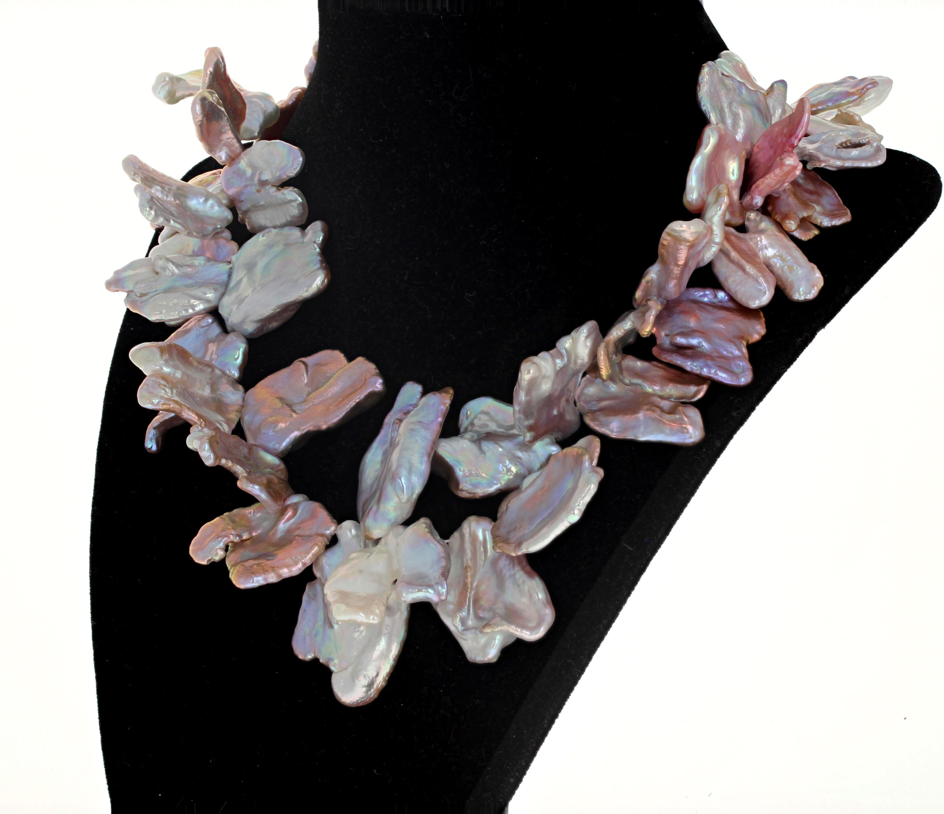 Mixed Cut Ajd Magnificent Real Oyster Shell Flippy Floppy Pearls Necklace For Sale