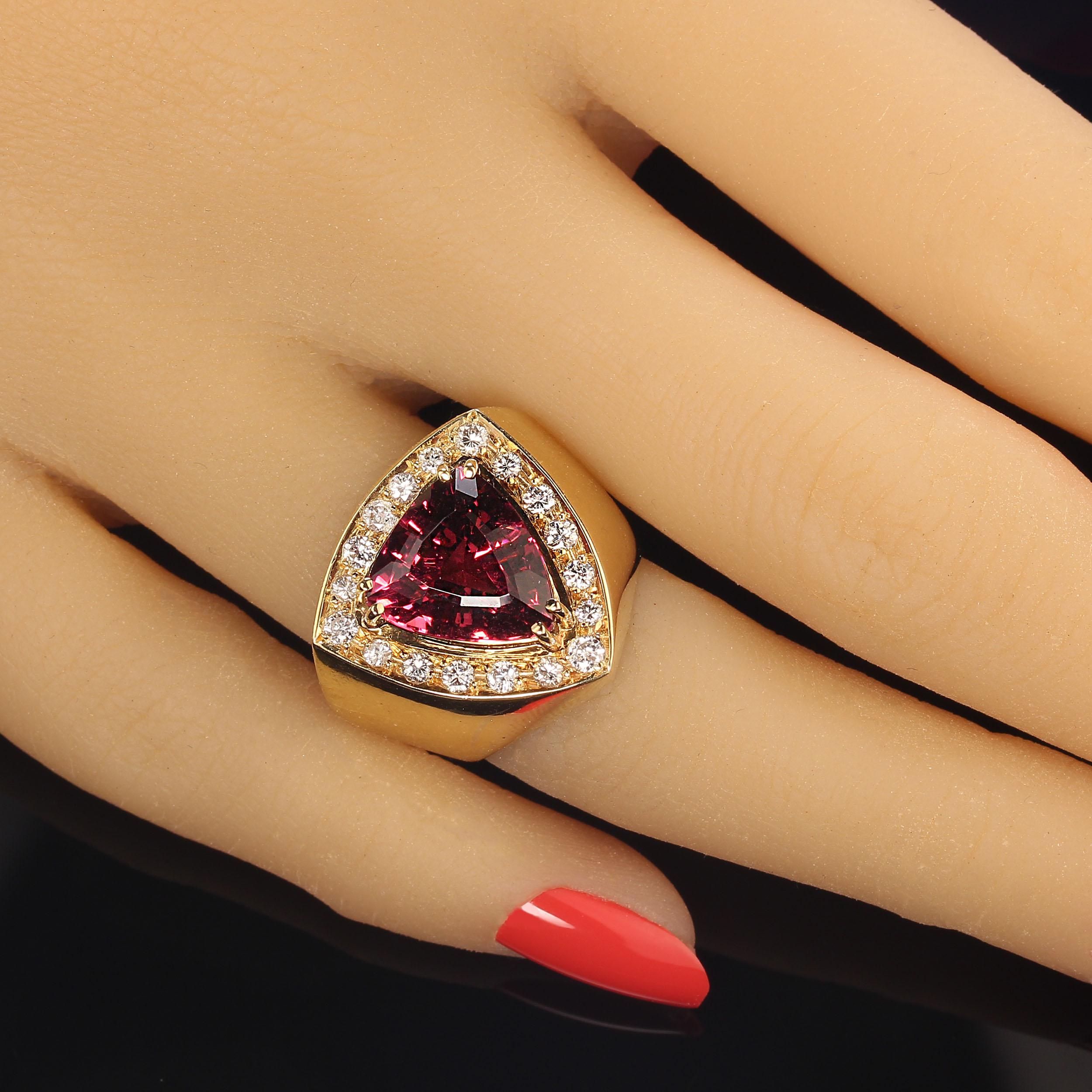AJD Magnificent Rubelite and Diamond  18K  Gold Cocktail Ring For Sale 1