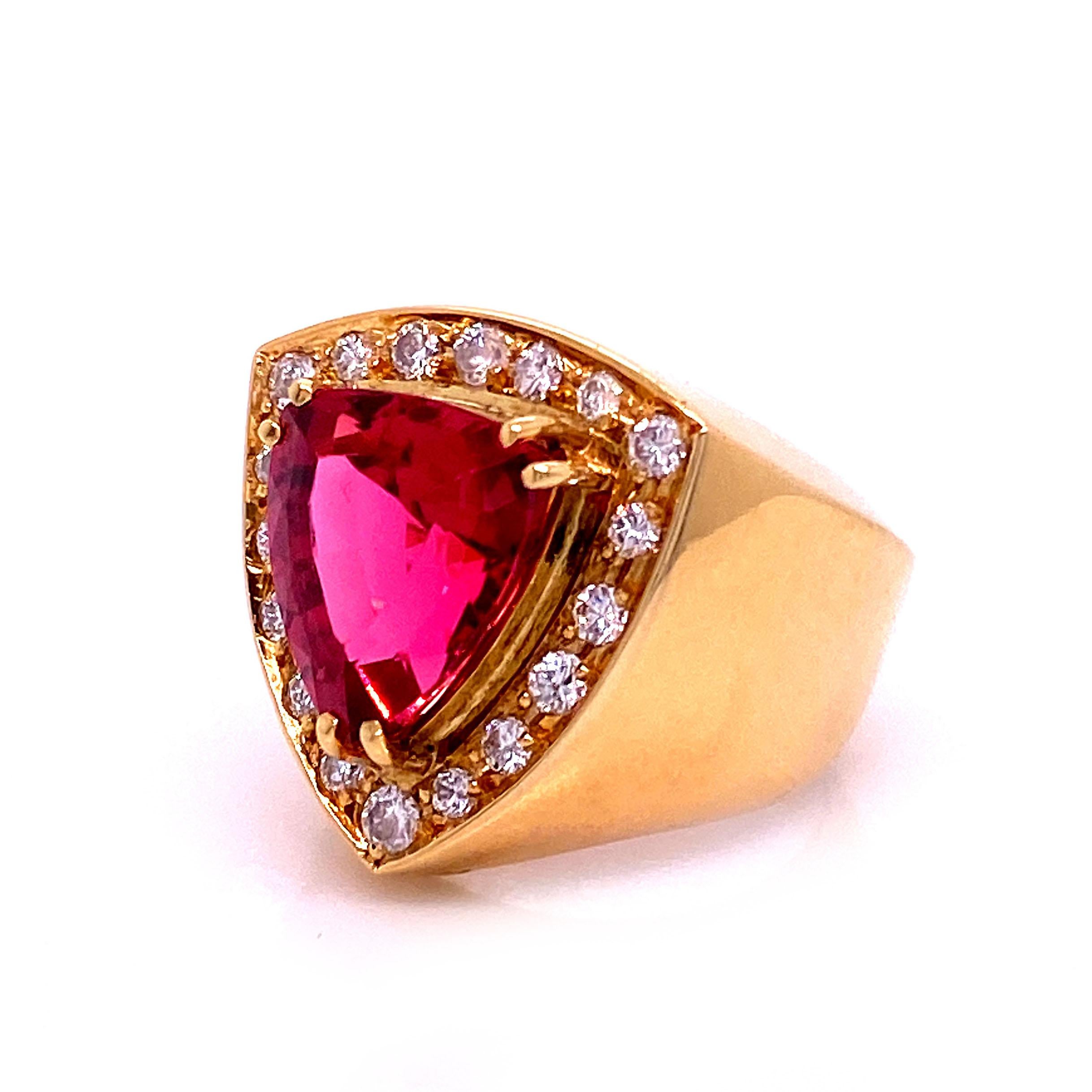 AJD Magnificent Rubelite and Diamond  18K  Gold Cocktail Ring For Sale 3
