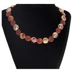 AJD Magnificent Sparkly Goldy Coated Quartz & Brown Goldstone 16" Necklace