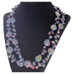 AJD Perle di pavone coltivate reali, magnificamente splendide e luminose, collana da 20 1/2".