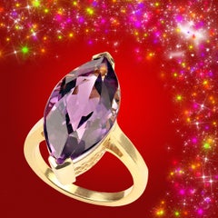 AJD Marvelous Marquise 13 Carat Amethyst Gold Rhodium Ring February Birthstone!