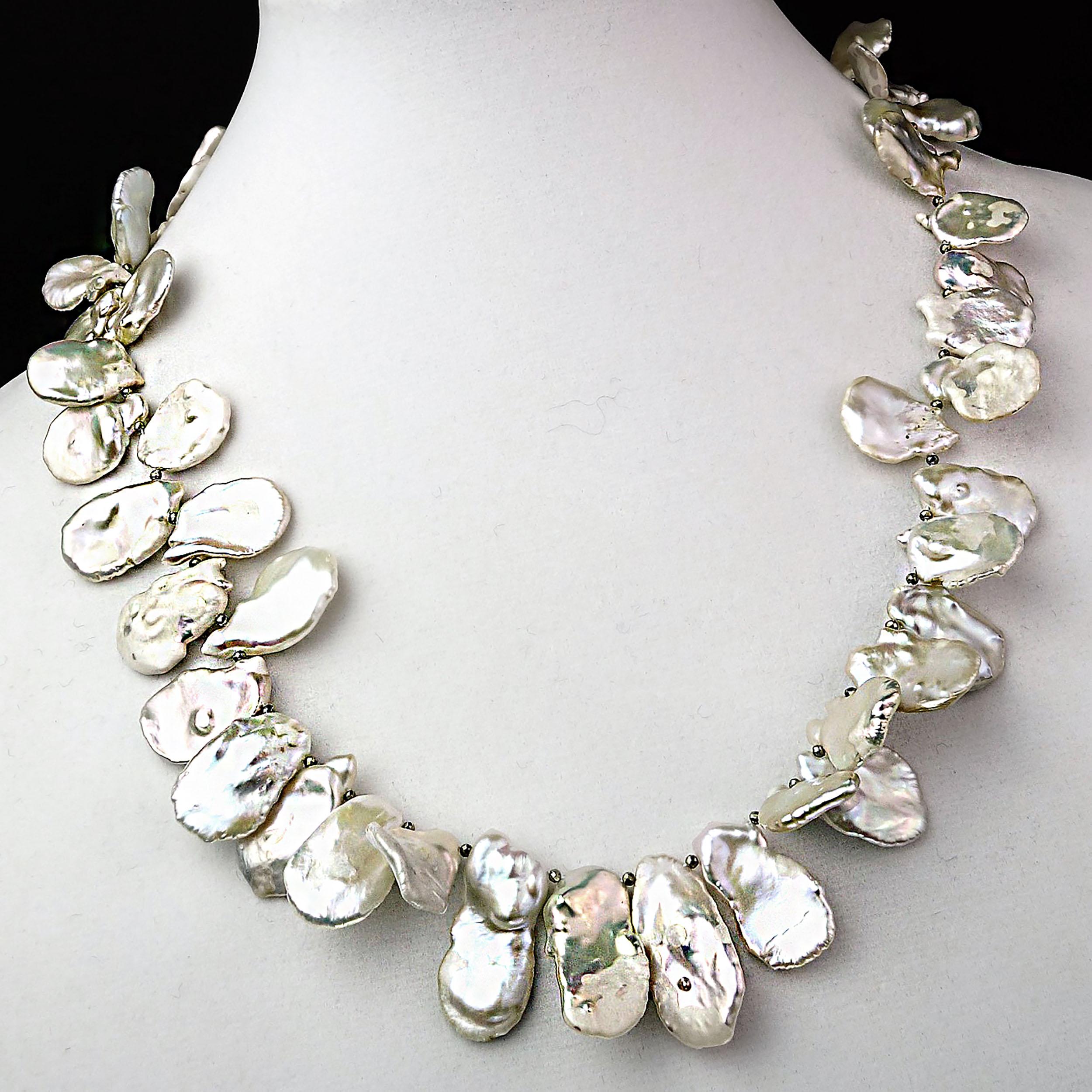  AJD Matinee Long collier de perles Keshi blanches et iridescentes, pierre de naissance de juin Pour femmes 