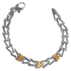AJD Men's Sterling Silver Bracelet in Unique Herringbone Design