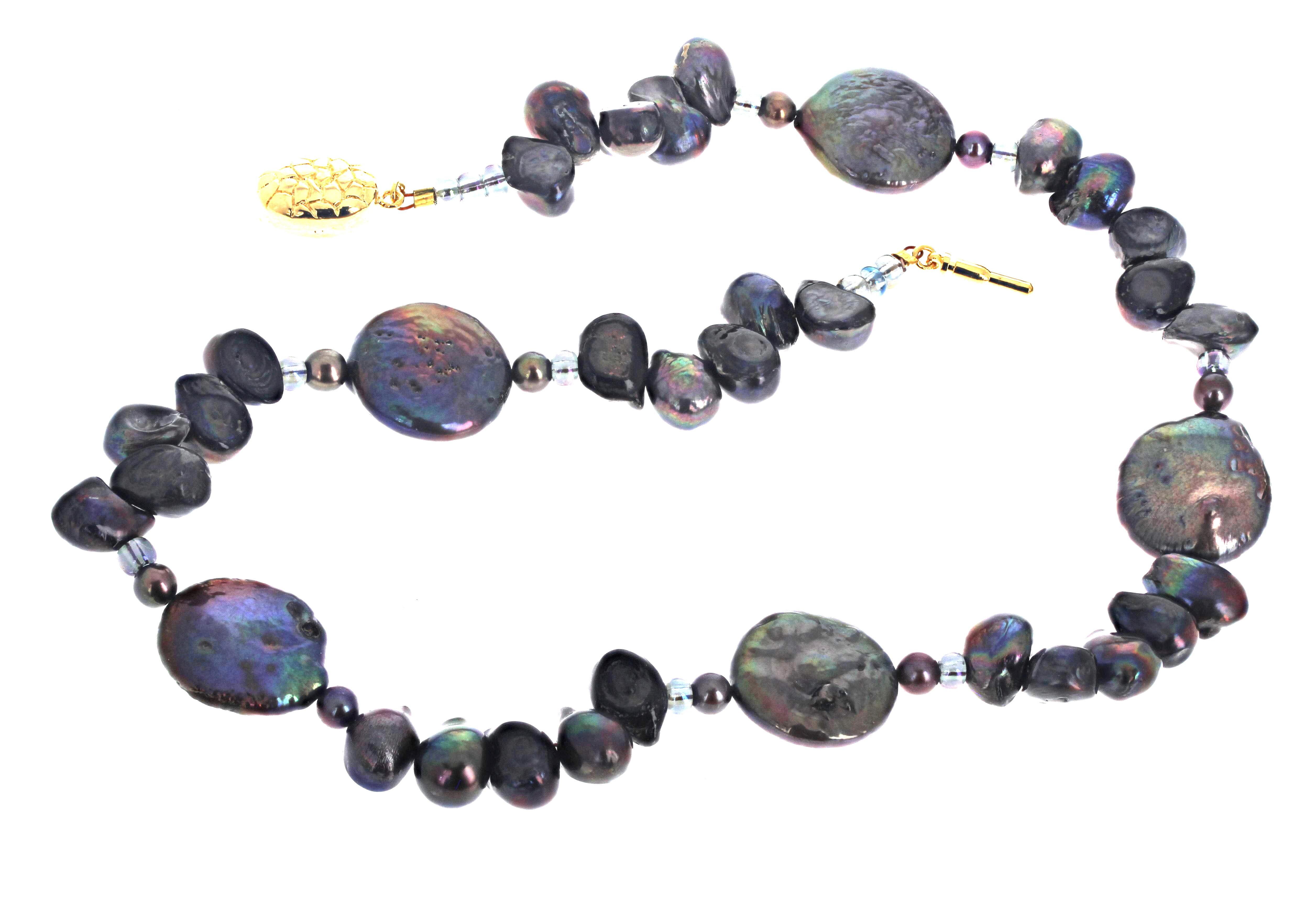 AjD Collana di perle vere naturali di colore viola intenso da 17