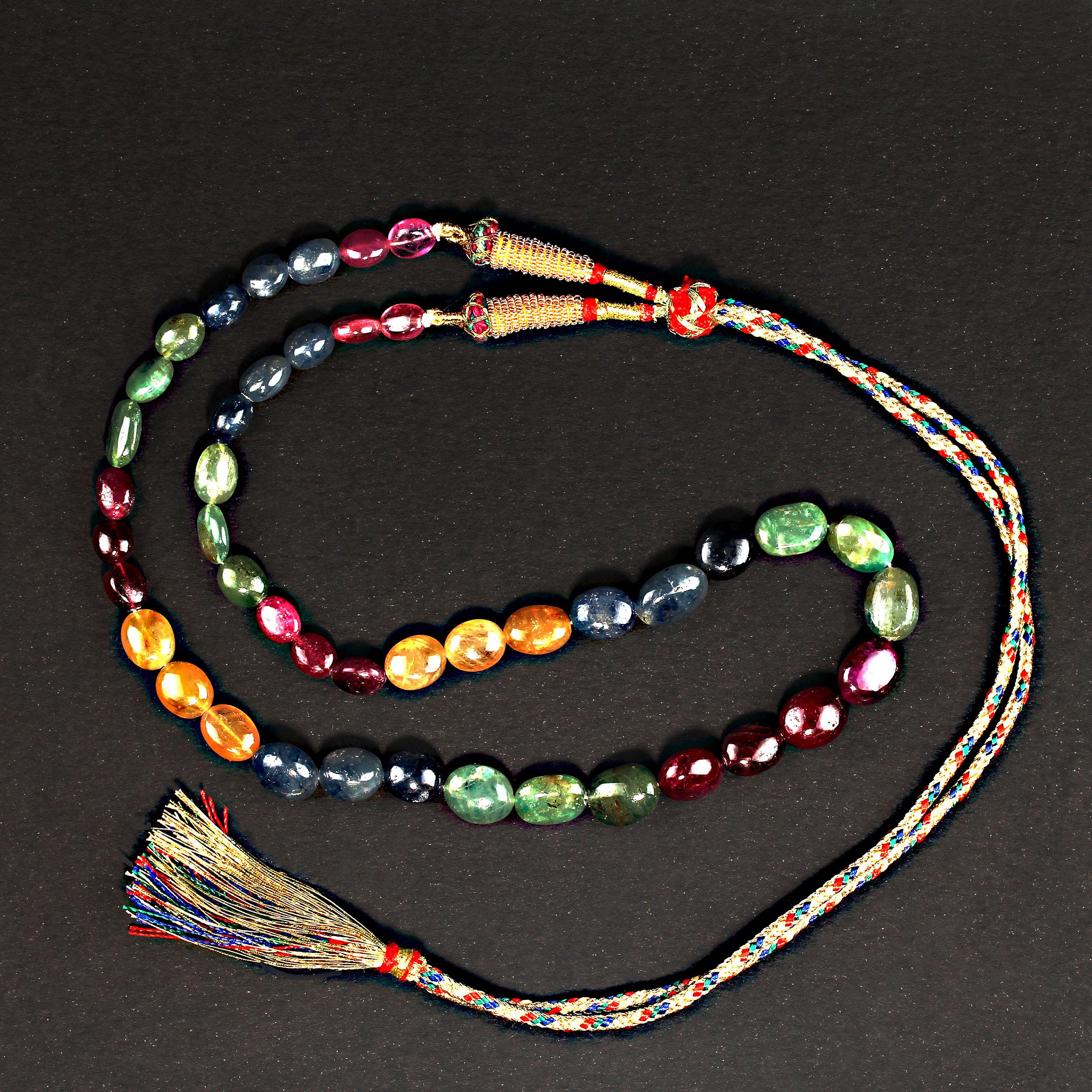 Artisan AJD 19 Inch Multi Color Beaded Sapphire Necklace   Great Gift! For Sale