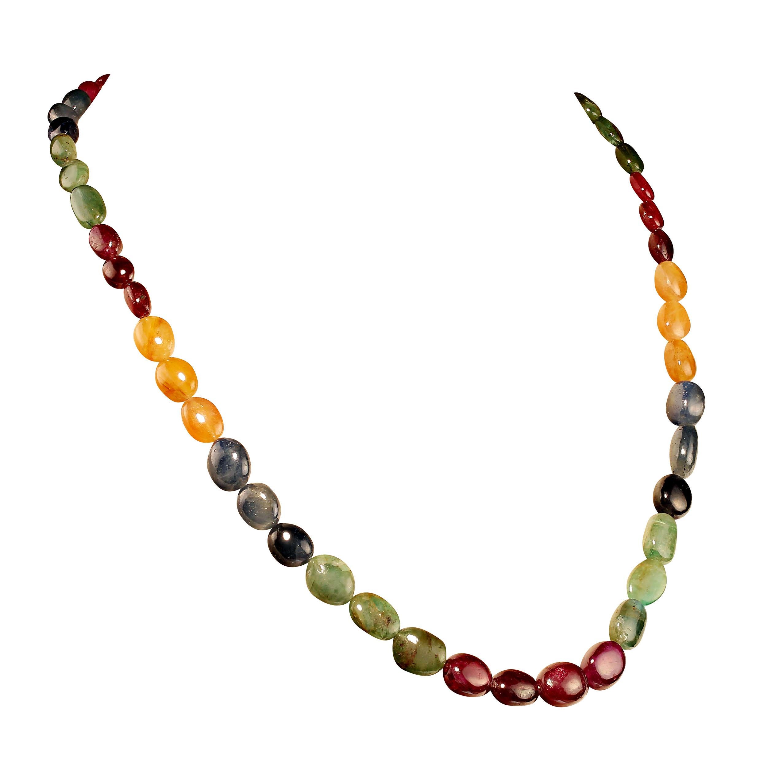 AJD 19 Inch Multi Color Beaded Sapphire Necklace   Great Gift! In New Condition For Sale In Raleigh, NC