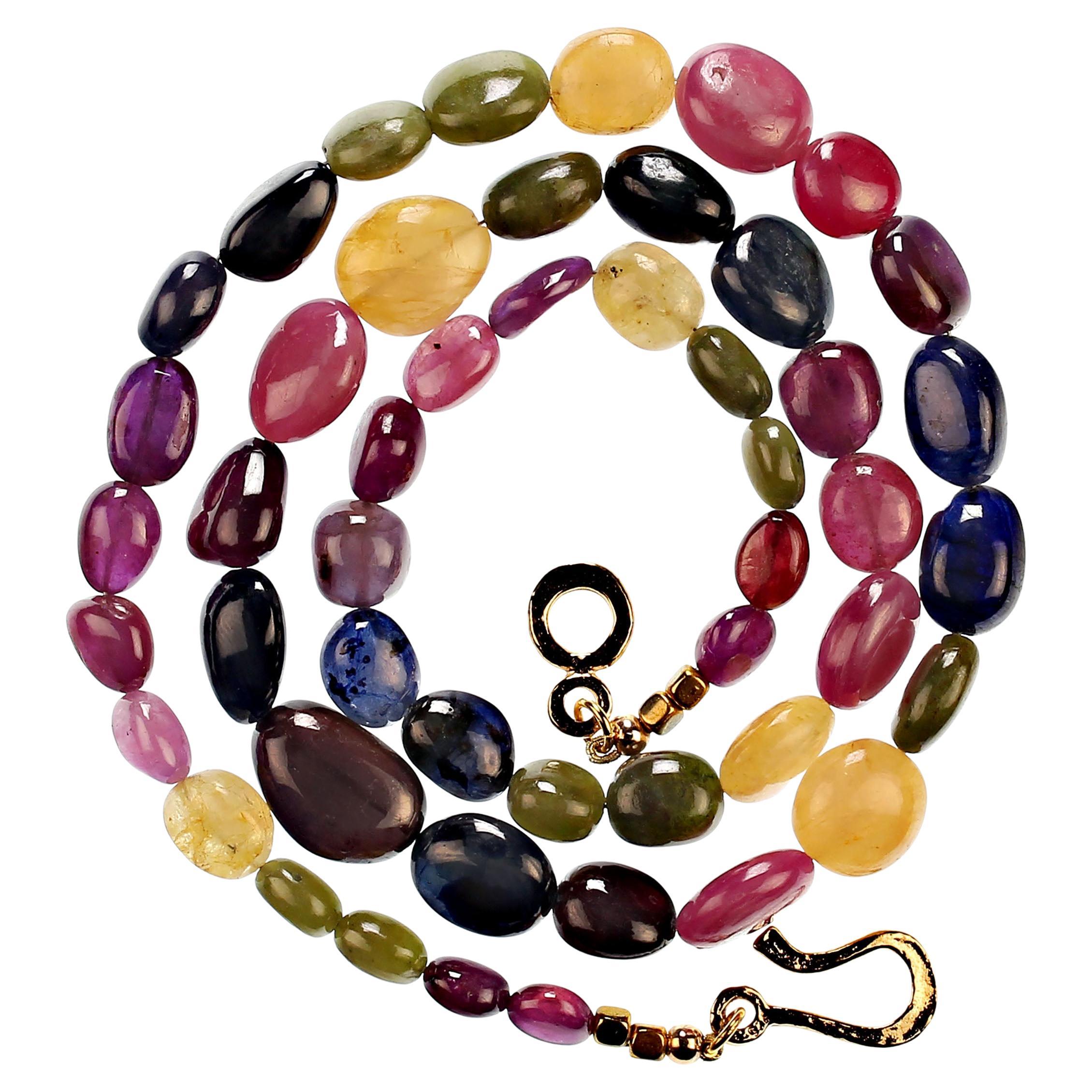 AJD Multi Color Sapphire Ovals Necklace For Sale