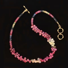 Aria Jewelry Design Multi-Color Sapphire Briolette Necklace, 18 Inch