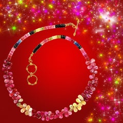 AJD Multi Color Sapphires Briolette und Runde 18 Zoll Halskette